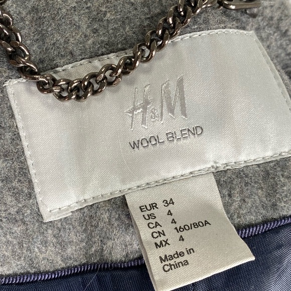 H&M wool blend winter knee length coat formal office career preppy classic 4 - Picture 10 of 11
